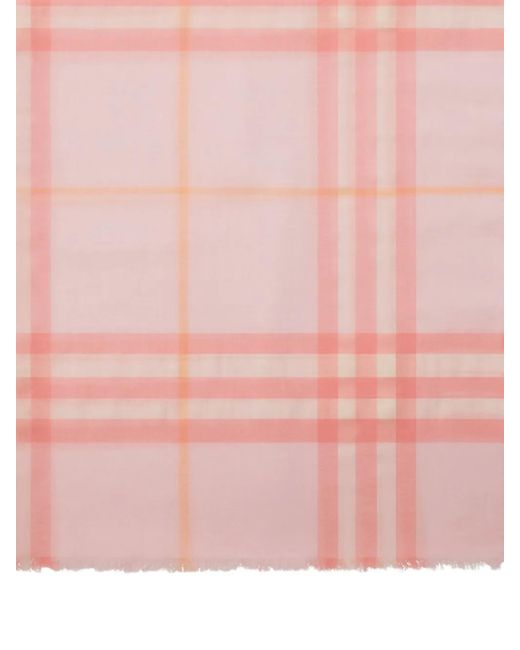Burberry Pink Checked Wool Scarf