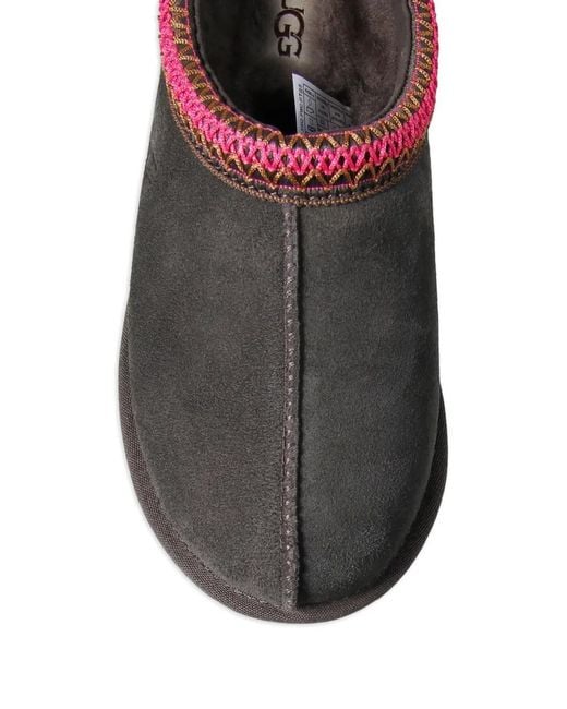 Ugg Gray Tasman Ii Embroidered Trim Slippers