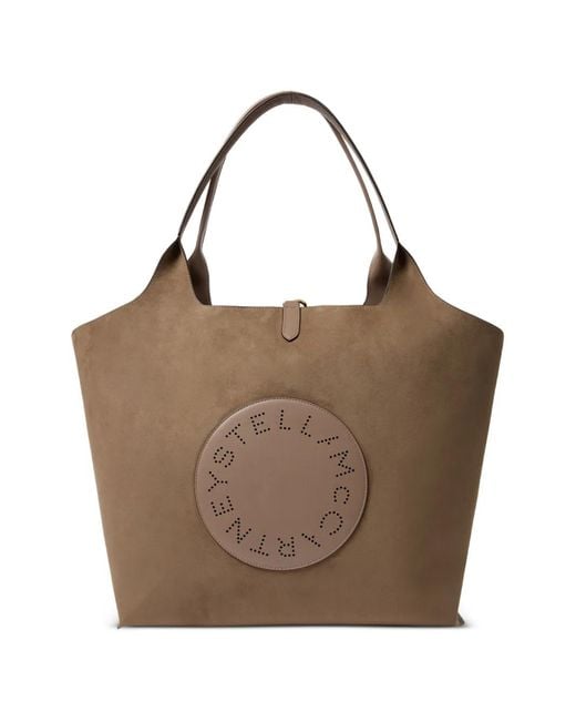 Stella McCartney Brown Stella Logo Perforated Tote Bag
