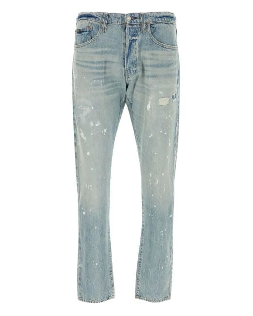 Polo Ralph Lauren Blue Paint-Splatter Distressed Jeans for men