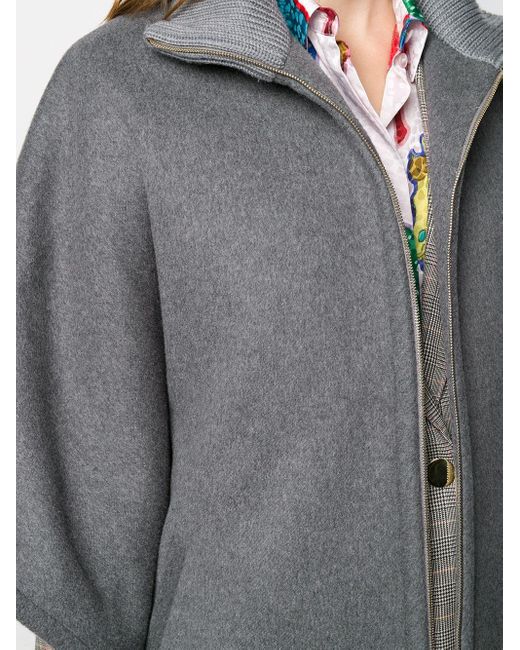 STELLA McCARTNEY ジップアップケープコート グレー Stella McCartney Brindabella Zip Oversized Wool Cape in Grey | Lyst UK