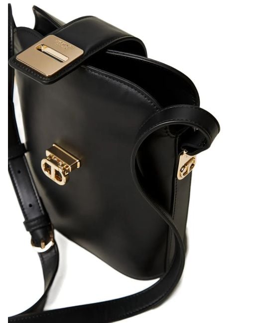 Twinset Black Flap-Lock Bucket Bag