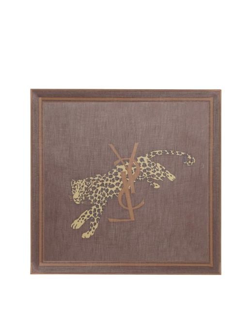 Saint Laurent Brown Printed Wool Foulard