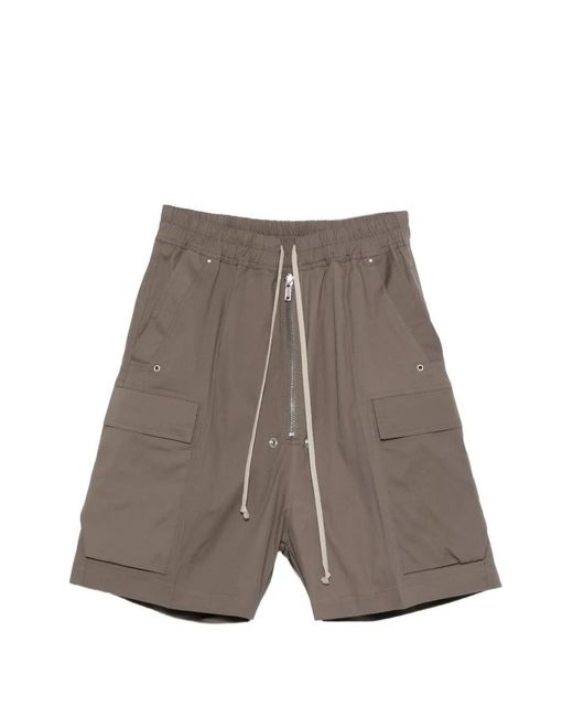 Rick Owens Gray Zip Cargo Shorts for men