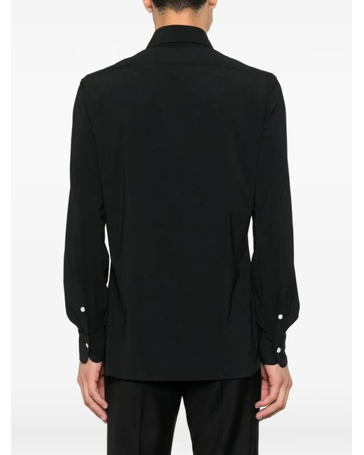 Barba Napoli Black Long-Sleeve Button-Up Shirt for men