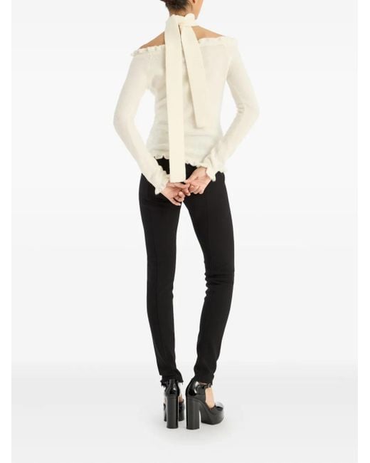 ROTATE BIRGER CHRISTENSEN White Ruffled-Detail Off-Shoulder Top