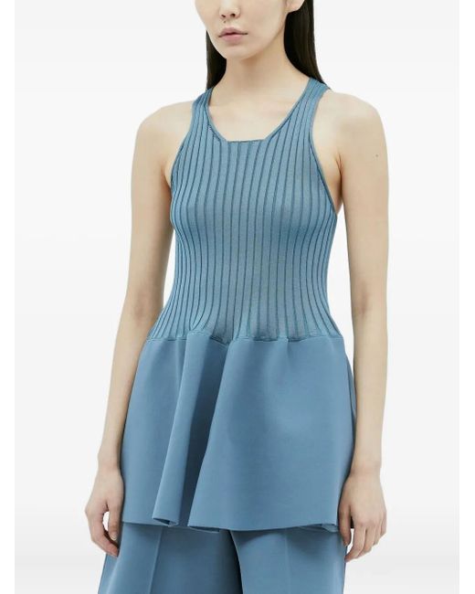 Jil Sander Peplum Top Blue