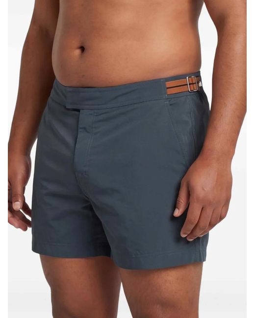 Zegna Blue Buckle-Fastening Swim Shorts for men