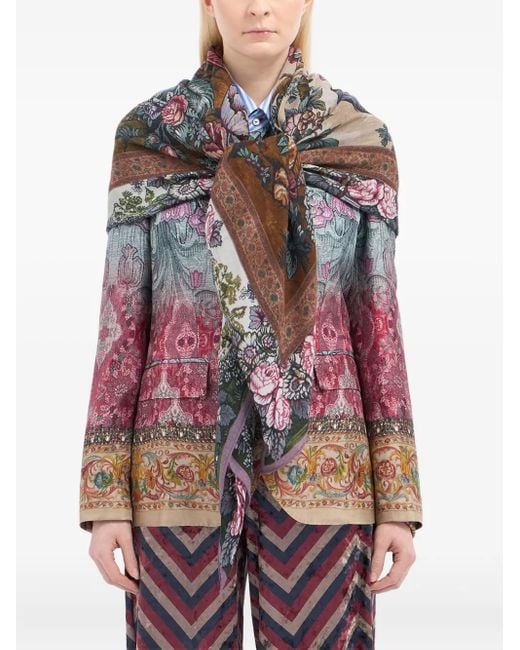 Pierre Louis Mascia Red Schal mit Blumenmuster