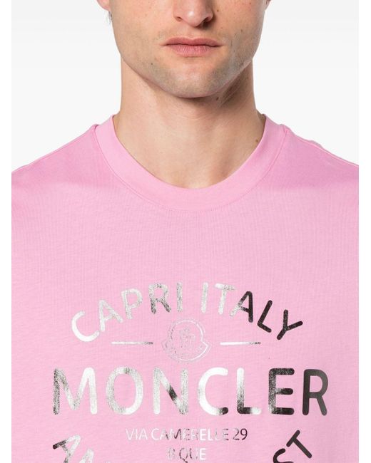 Moncler T-Shirt mit Logo-Print in Pink für Herren