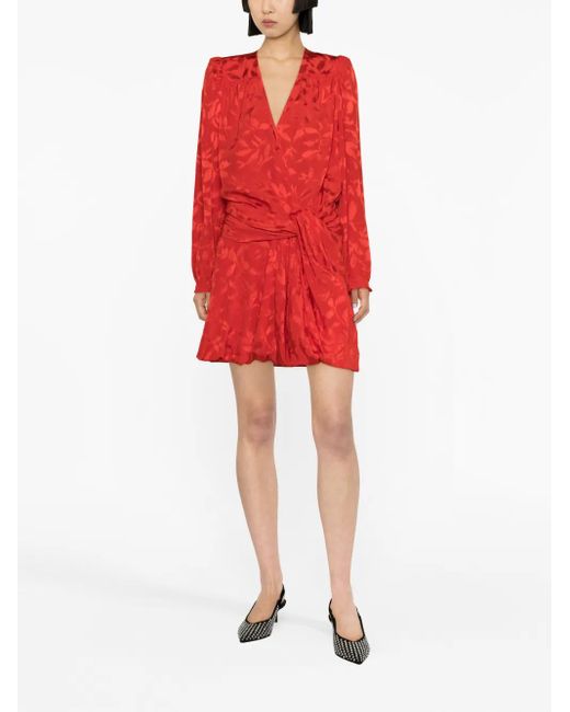 Zadig & Voltaire Red Floral-Jacquard Wrap Minidress