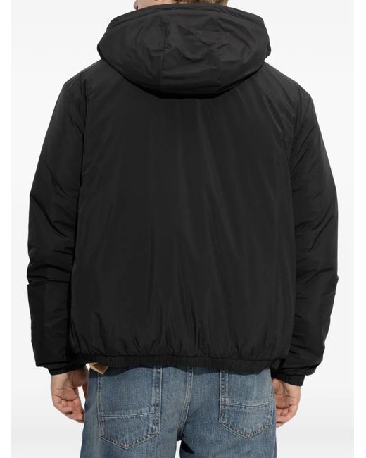 EA7 Black Logo-Patch Hooded Jacket for men