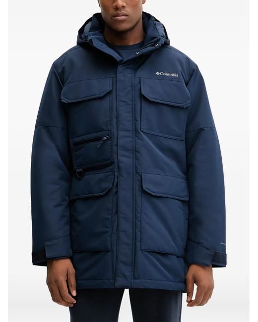 Columbia Blue Pocketed Hooded Jacket for men