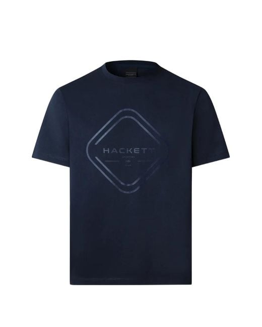 Hackett Blue Classic Fit Graphic-Print Round-Neck Cotton T-Shirt for men