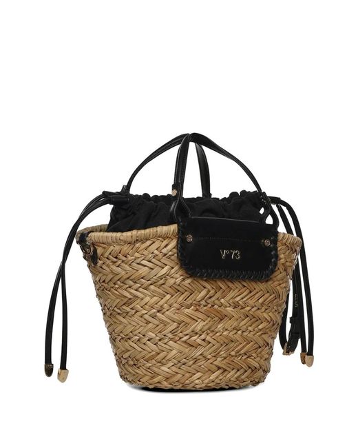 V73 Black Drawstring Tote Bag