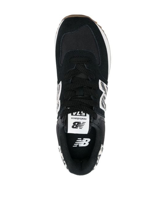 New Balance 574 Panelled Lace-up Sneakers in Black | Lyst