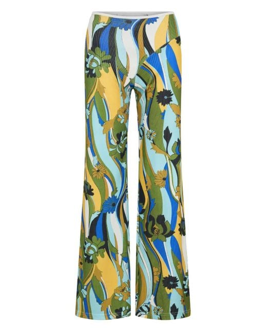 Christopher Esber Blue Ausgestellte Hose mit Blumen-Print