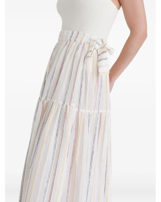 Eres White Brillante Striped Tiered Maxi Skirt