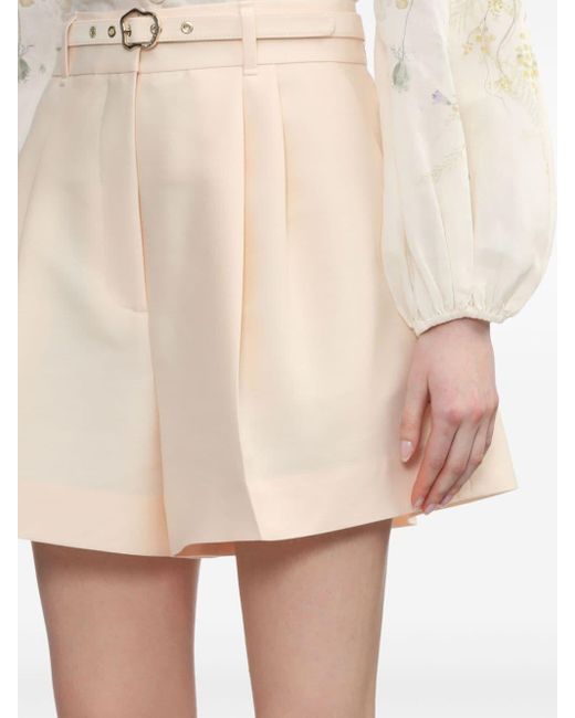 Zimmermann Natural Belted Tailored Shorts