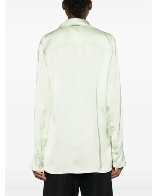 Jil Sander Green Wrap Satin Shirt