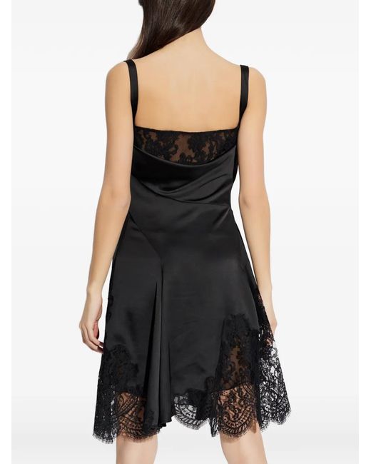 Versace Black Lace-Trim Satin Mini Dress