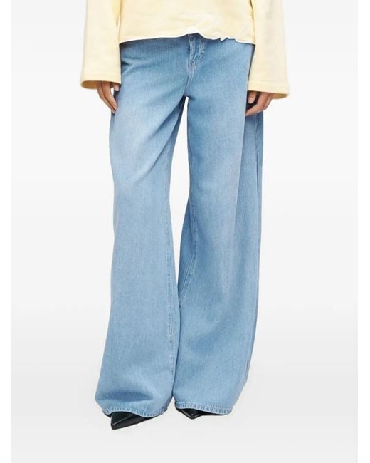 Karl Lagerfeld Blue Wide-Leg Jeans