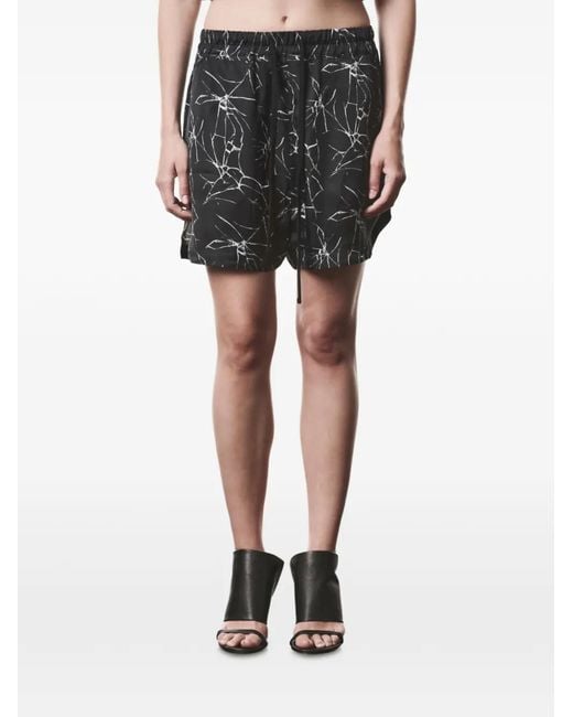 Thom Krom Black Marble Print Shorts
