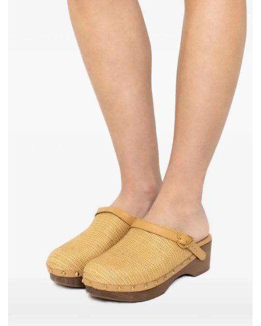 Ancient Greek Sandals Natural Classic Studded Buckle Clogs