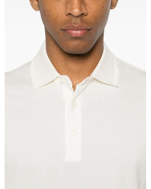 Canali White Polo À Manches Courtes for men
