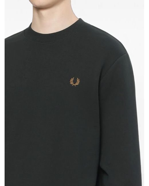 Fred Perry Black Embroidered-Logo Sweatshirt for men