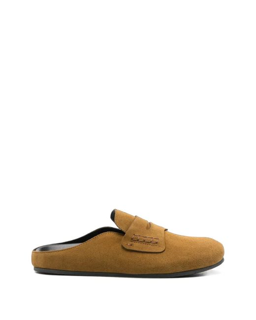 Erika Cavallini Semi Couture Brown Penny-Slot Mules