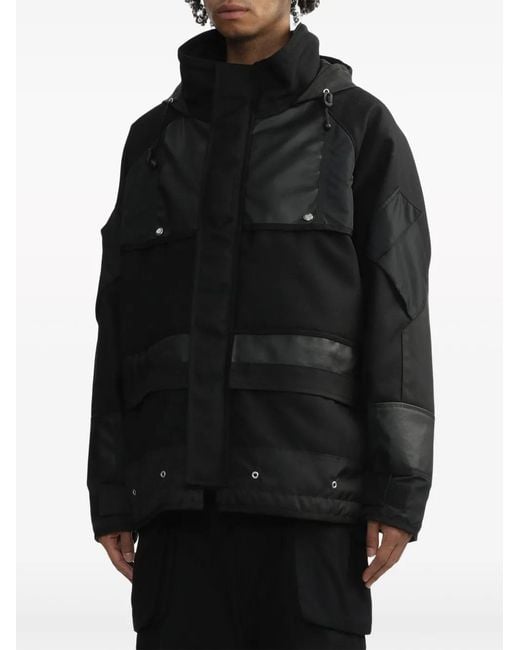 Junya Watanabe Black Logo-Print Hooded Jacket for men