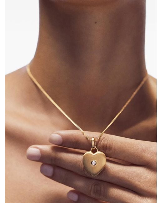Marie Lichtenberg Metallic Diamond Heart-Pendant Necklace