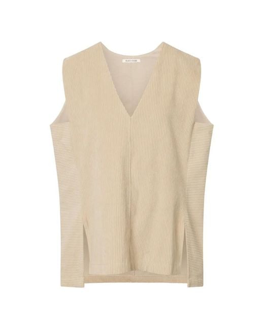 Black Crane Natural V-Neck Corduroy Top