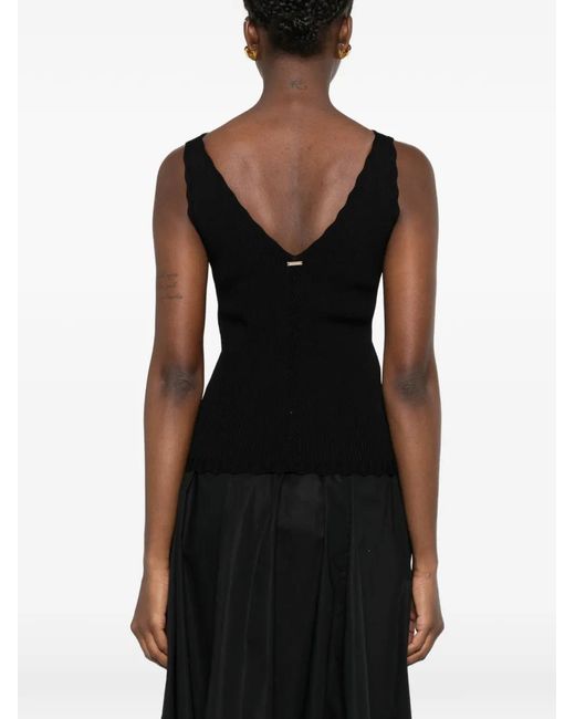 Twinset Black Scalloped-Edge Top
