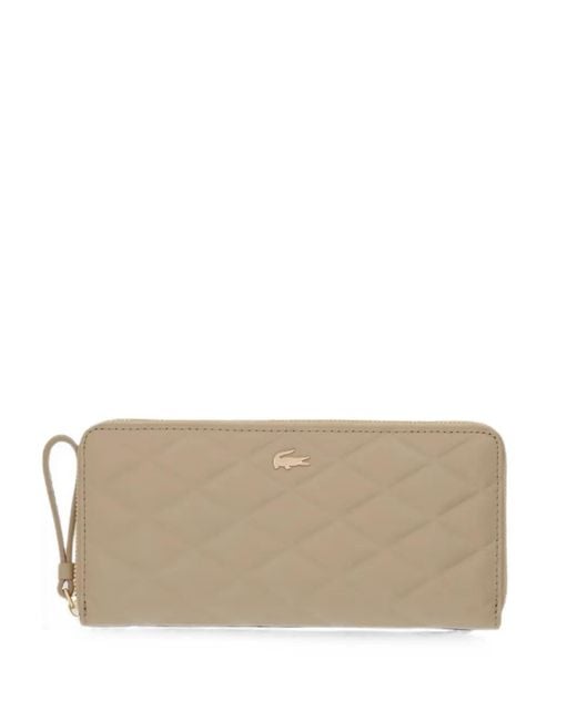 Lacoste Natural Quilted Zip-Around Wallet