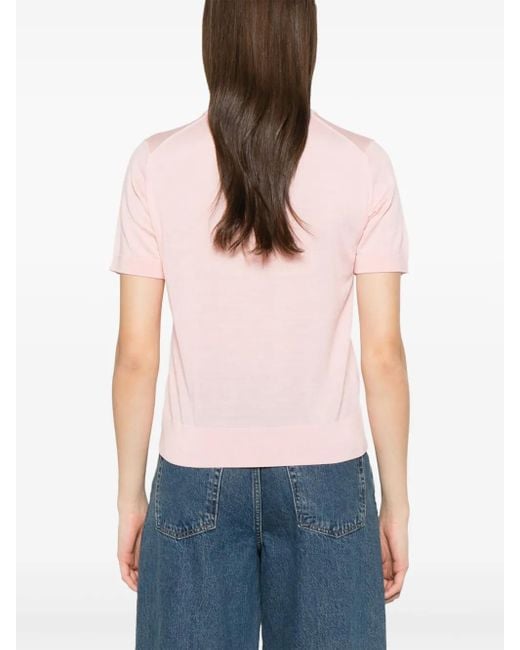Maison Kitsuné Pink Baby Fox-Patch Knitted T-Shirt