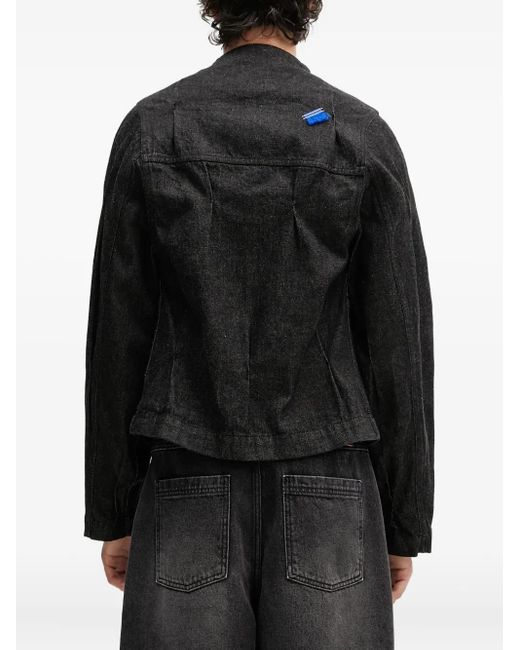 Adererror Black Zip-Fastening Pleated Denim Jacket for men