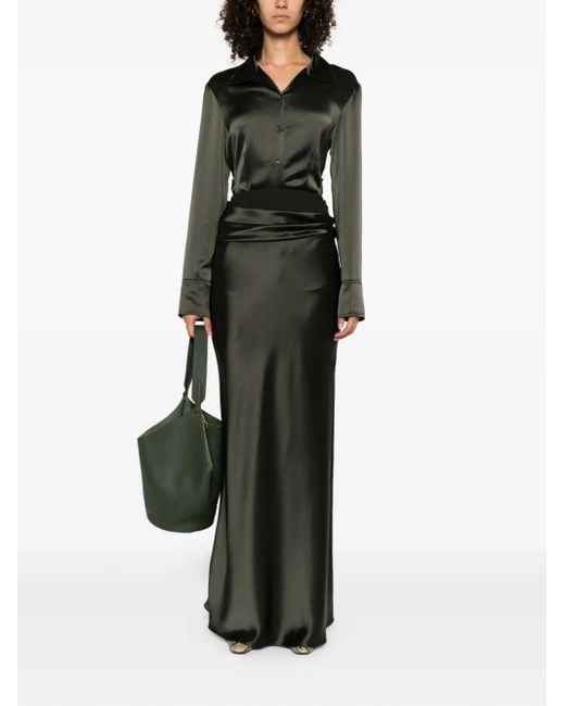 Nanushka Black Letto Draped-Detail Maxi Skirt