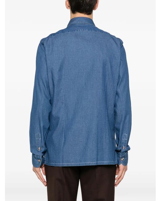 Barba Napoli Blue Chemise À Col Pointu for men