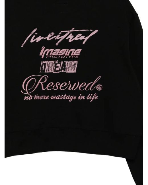 Izzue Black Embroidered-Slogan Sweatshirt