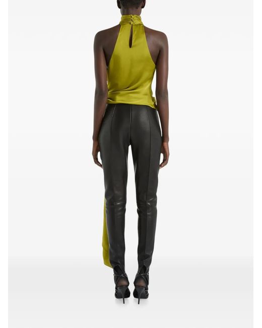 Balmain Yellow Open-Back Silk Chiffon Top