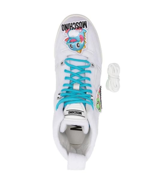 Moschino Blue Touch-Appliqué High-Top Sneakers for men