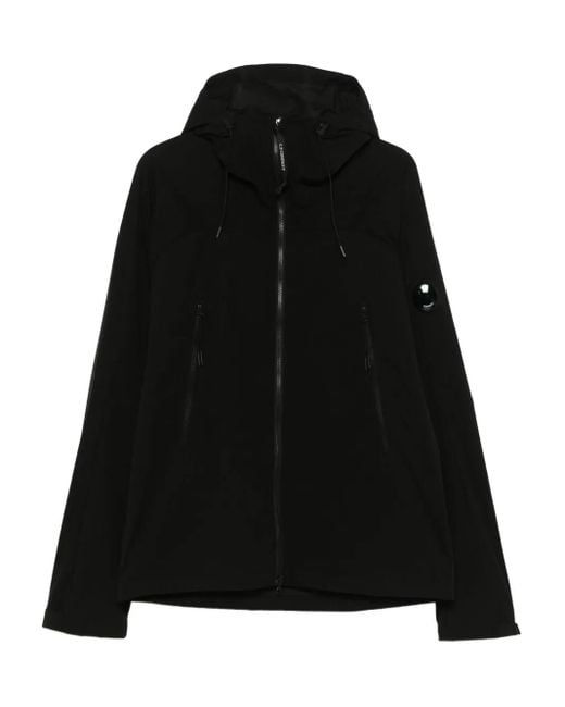 C P Company Black Hooded Jacket With Pockets for men
