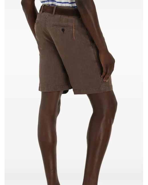 Fortela Brown Pleated Bermuda Shorts for men