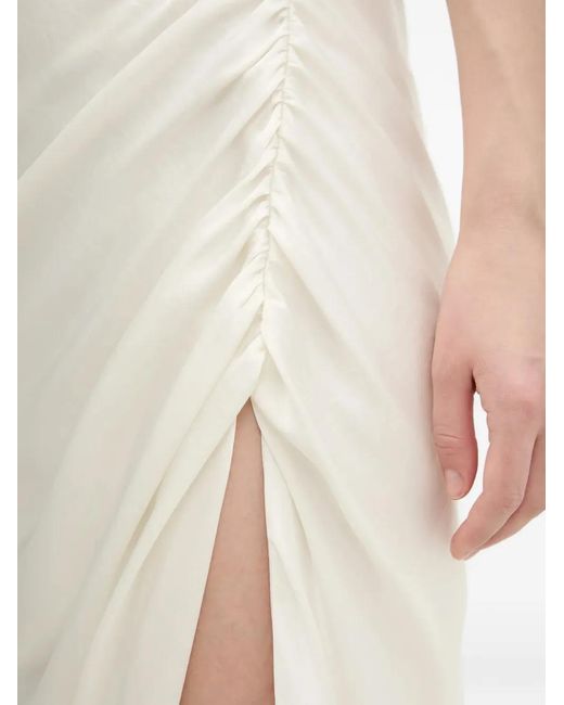 Abercrombie & Fitch White Cowl-Neck Slit Midi Dress