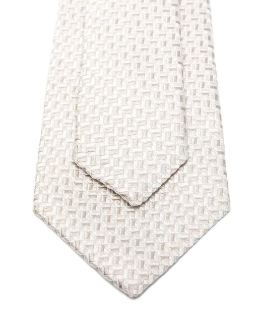 Kiton White Logo-Patch Tie for men