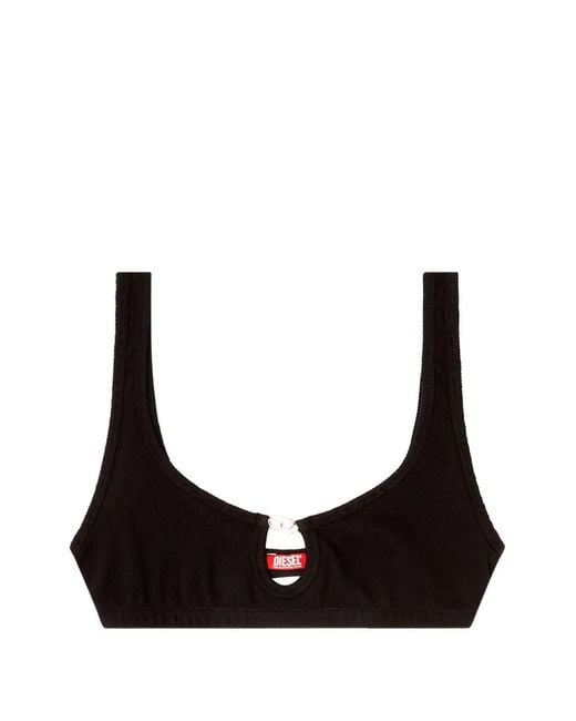 DIESEL Black Bralette Cotton Rib With Jewel Oval D