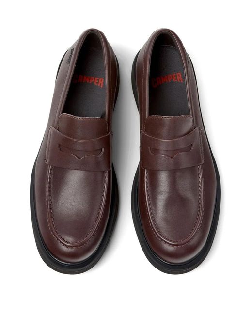 Camper Brown Norman Leather Loafers for men