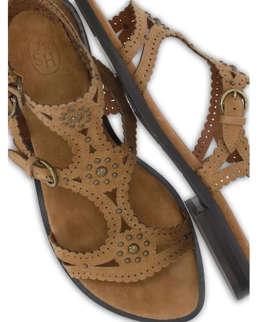 Ash White Laser-Cut Studded Sandals